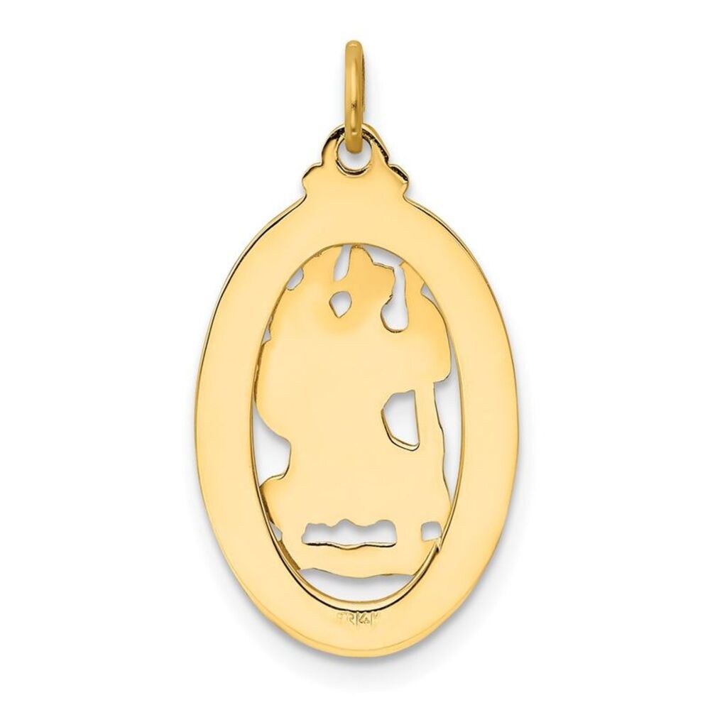 14k Yellow Gold Cutout Saint Christopher Medal Pendant, 15 x 28mm - Picture 3 of 5